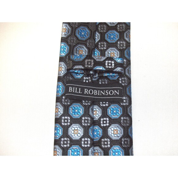 Bill Robinson Blue Black Hand Made 100% Polyester Men’s Neck Tie 3 1/8" x 60" - Picture 5 of 5